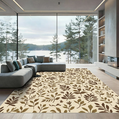Earth Tones Botanical Branch Pattern Rug