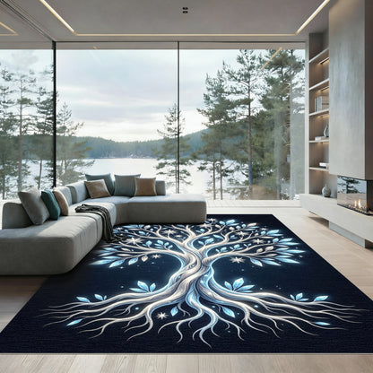 Luminous Crystal Frost Tree Illustration Rug
