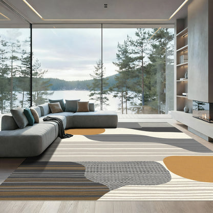 Modern Abstract Earthy Tone Stripe Rug
