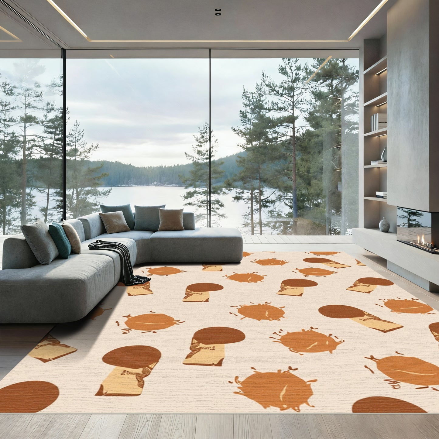Brown Mushroom Ochre Scatter Rug