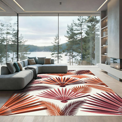 Terracotta Palm Fan Garden Rug