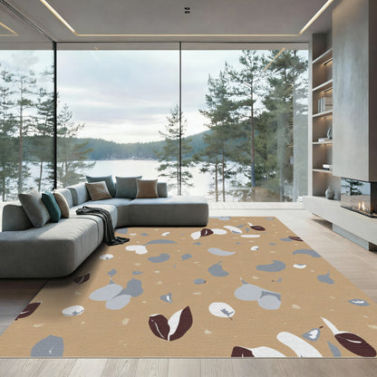 Tan Leafy Abstract Composition Rug