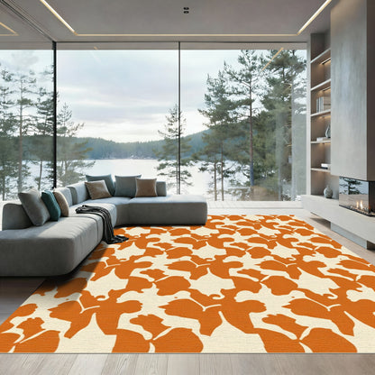 Orange Cream Floral Splash Rug