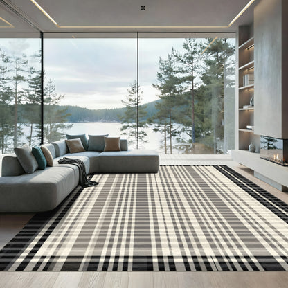 Neutral Tones Plaid Checkered Rug