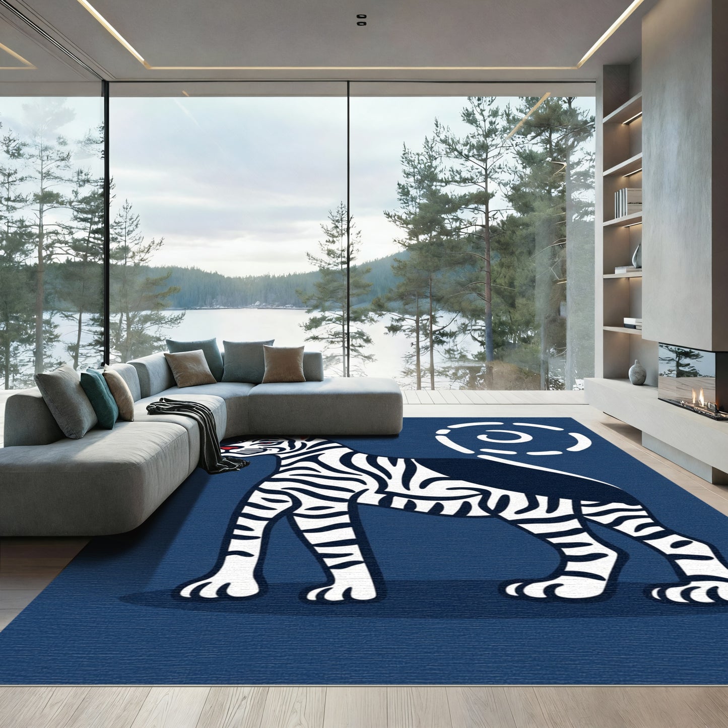 Bold Tiger Stripes Contemporary Animal Rug