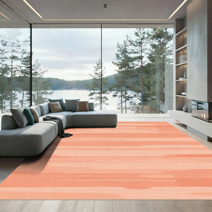 Coral Horizontal Brushstroke Abstract Rug