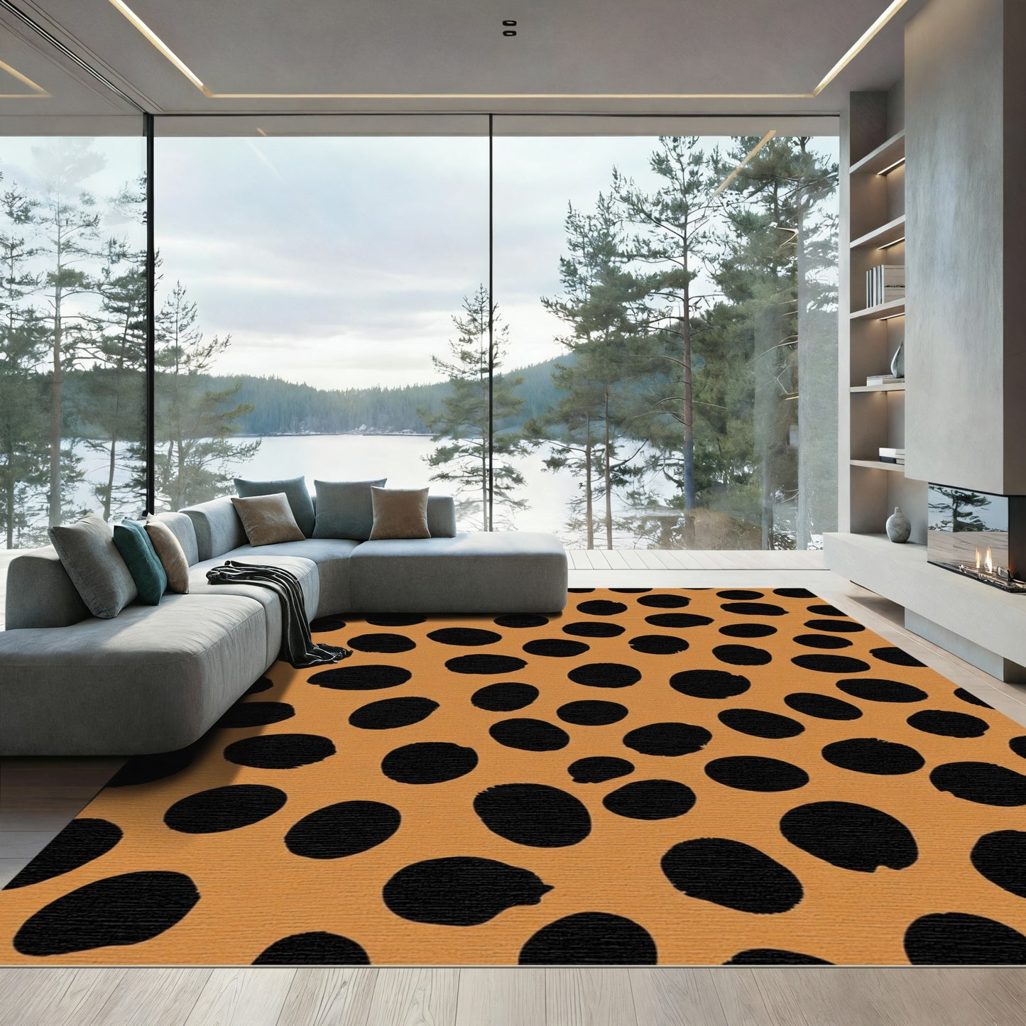 Earthy Brown Black Spotty Rug