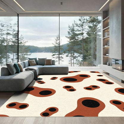 Brown Black Spotted Abstract Organic Rug