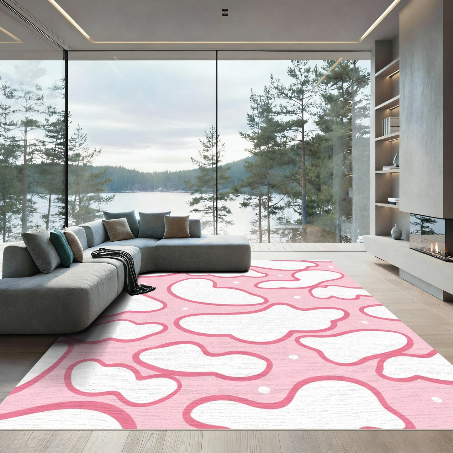 Pink Cloud Dreaming Abstract Composition Rug