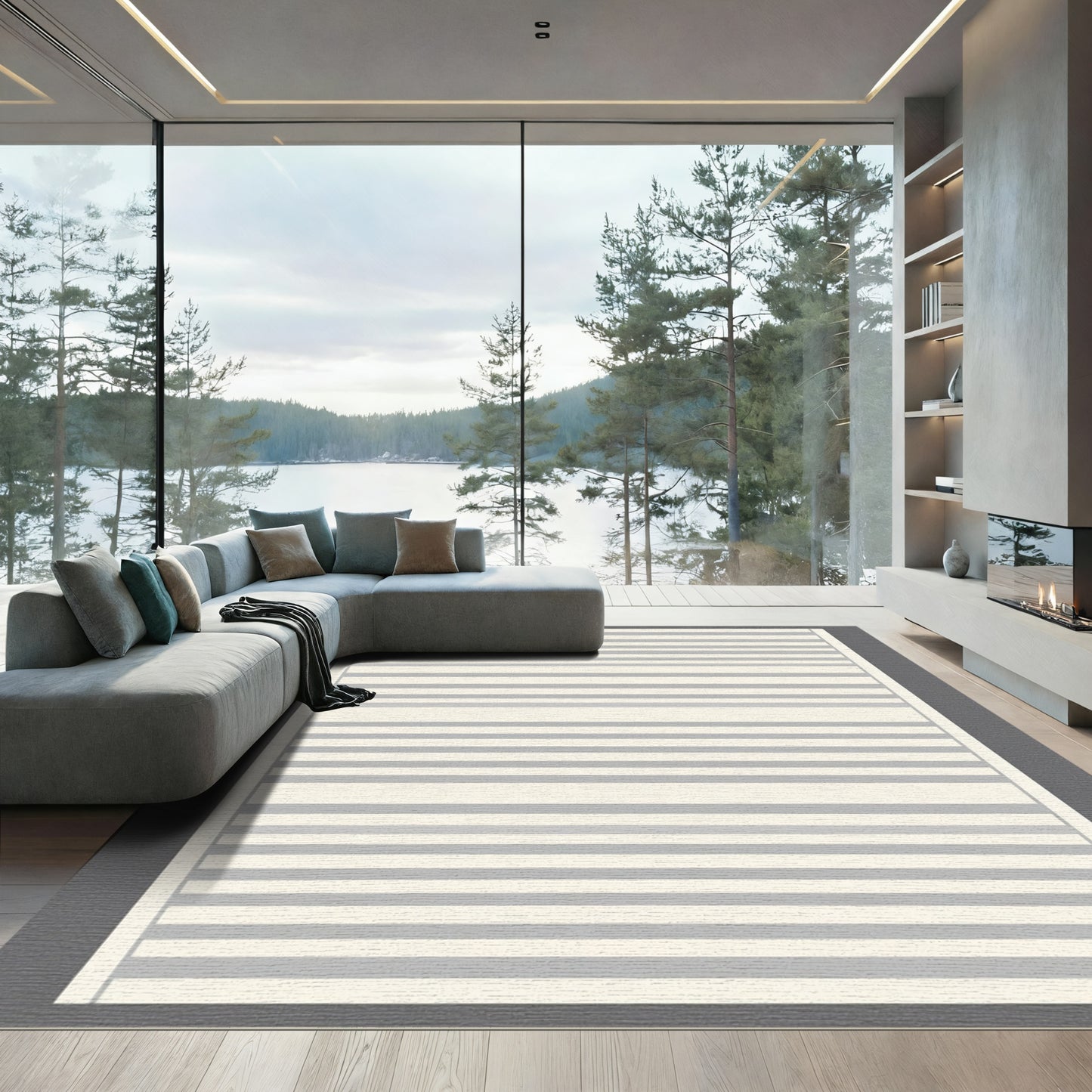 Minimalist Gray Stripe Accordion Rug