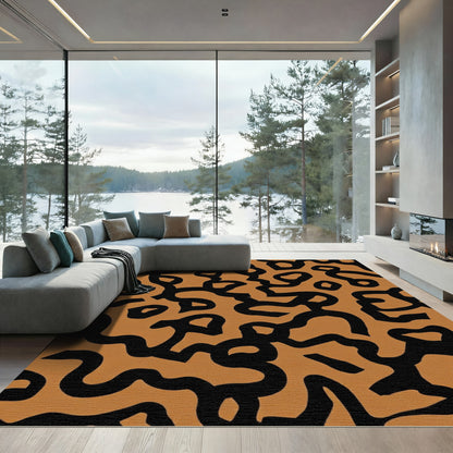 Spotted Black Organic Forms Rug