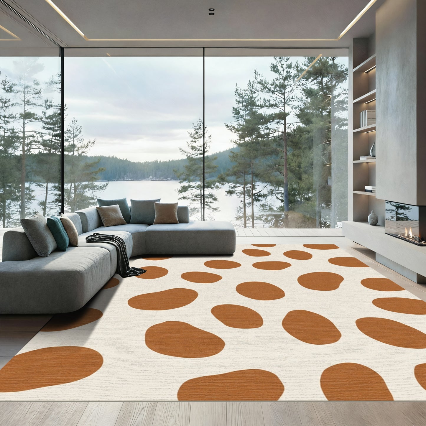 Burnt Orange Blob Spot Rug