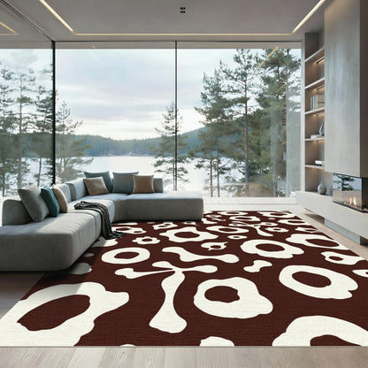 Brown Cream Organic Blob Pattern Rug