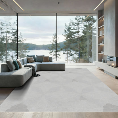 Pale Gray Geometric Starburst Rug