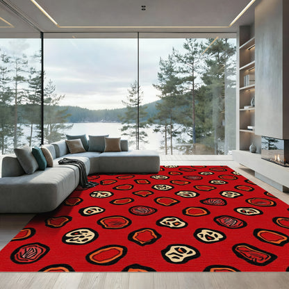 Red Abstract Blob Organic Rug