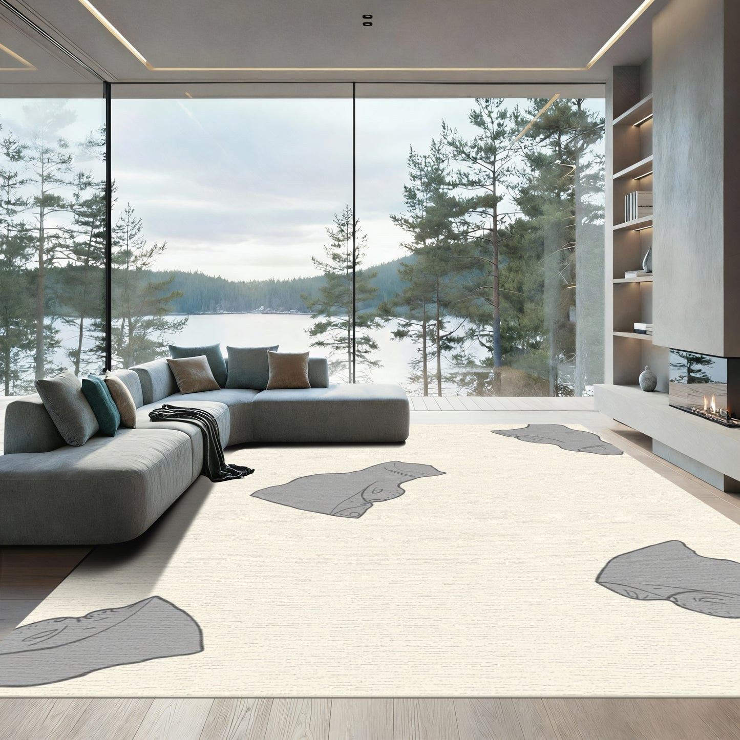 Gray Abstract Natural Form Rug