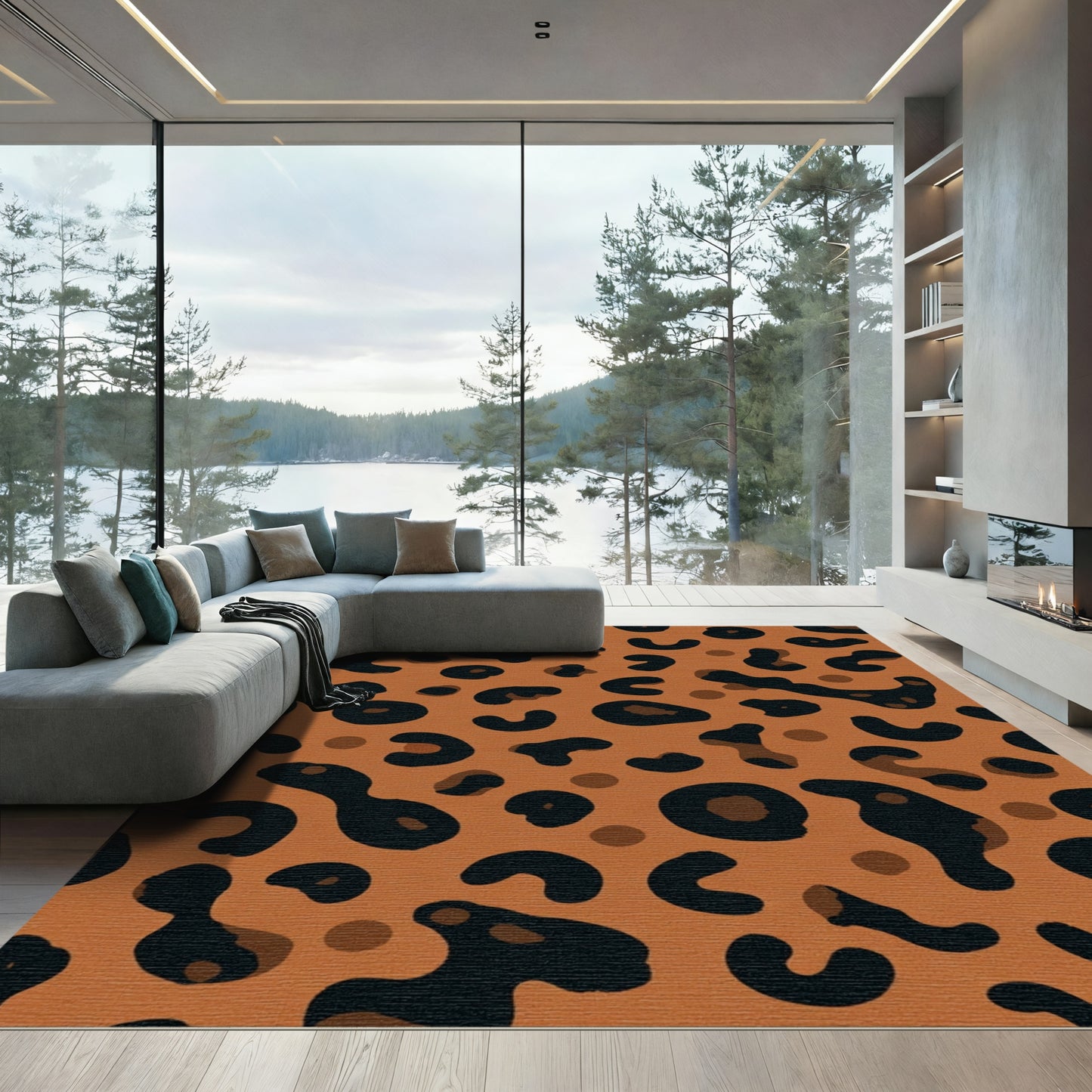 Bold Amber Leopard Spots Rug