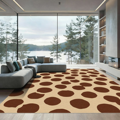 Brown Polka Dot Scattered Circles Rug