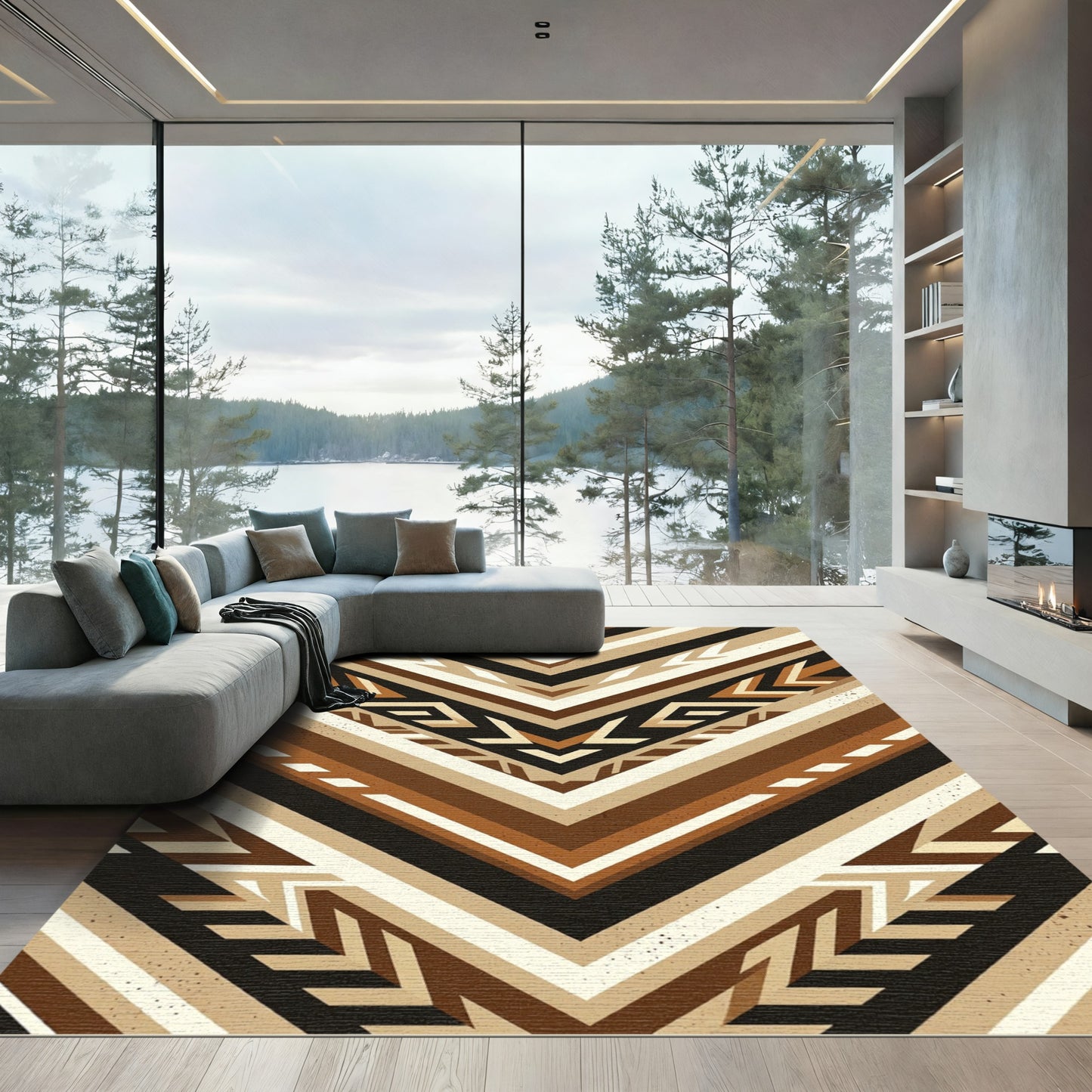 Earthy Chevron Tribal Stripe Rug