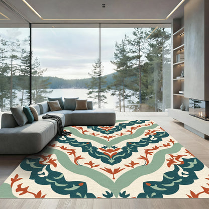 Deep Teal Tan Ornate Medallion Rug