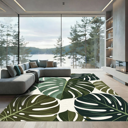 Deep Green Monstera Leaf Collection Rug