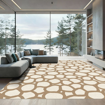 Ecru And Taupe Organic Circles Rug