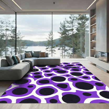 Purple Black Amorphous Dot Rug
