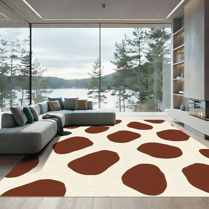 Cream Brown Spotted Stains Rug