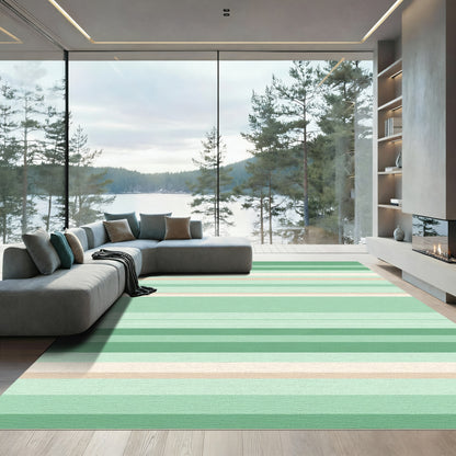 Muted Green Horizontal Stripe Rug