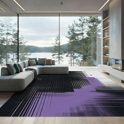 Abstract Purple Grid Square Rug