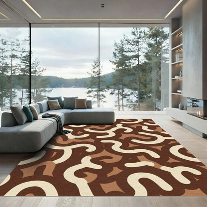 Earthy Curves Abstract Organic Rug