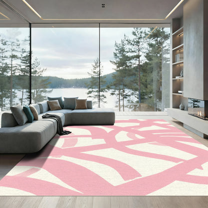 Soft Pink Brushstroke Abstract Rug