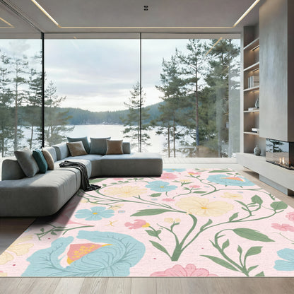 Pastel Floral Garden Vines Rug