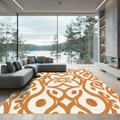 Terracotta Scrollwork Arabesque Layout Rug