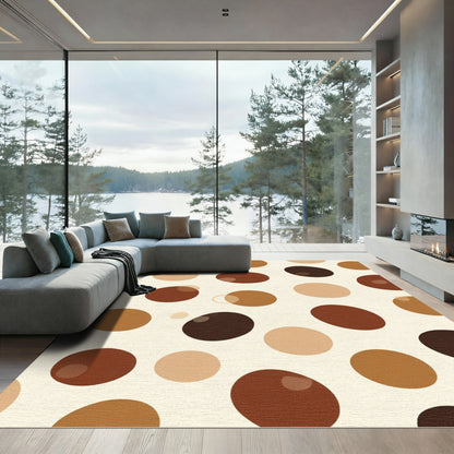 Brown Cream Polka Dot Circles Rug