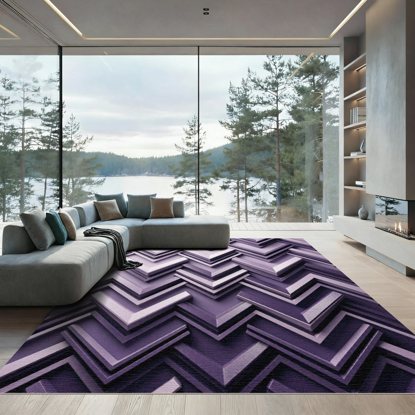 Lavender Zigzag Chevron Layers Rug