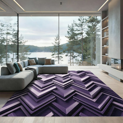 Lavender Zigzag Chevron Layers Rug