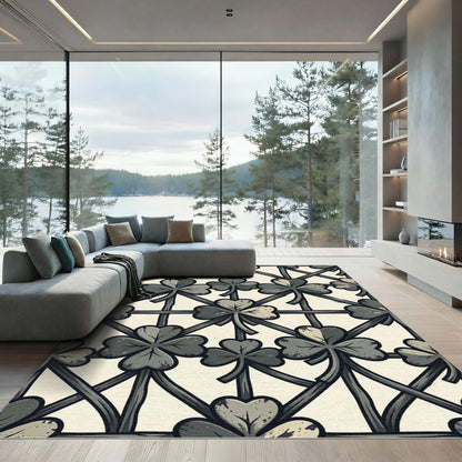 Gray Clover Lattice Work Rug
