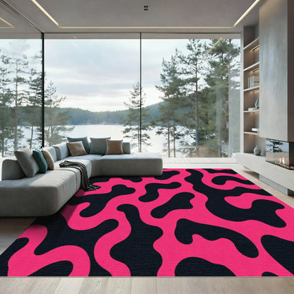 Fuchsia Swirl Abstract Organic Rug