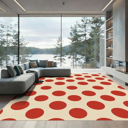Classic Red Polka Dot Pattern Rug