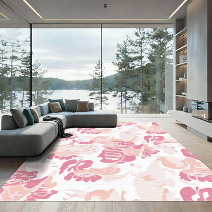 Soft Pink Abstract Floral Blend Rug