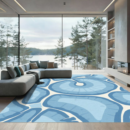 Calm Blue Organic Swirls Rug