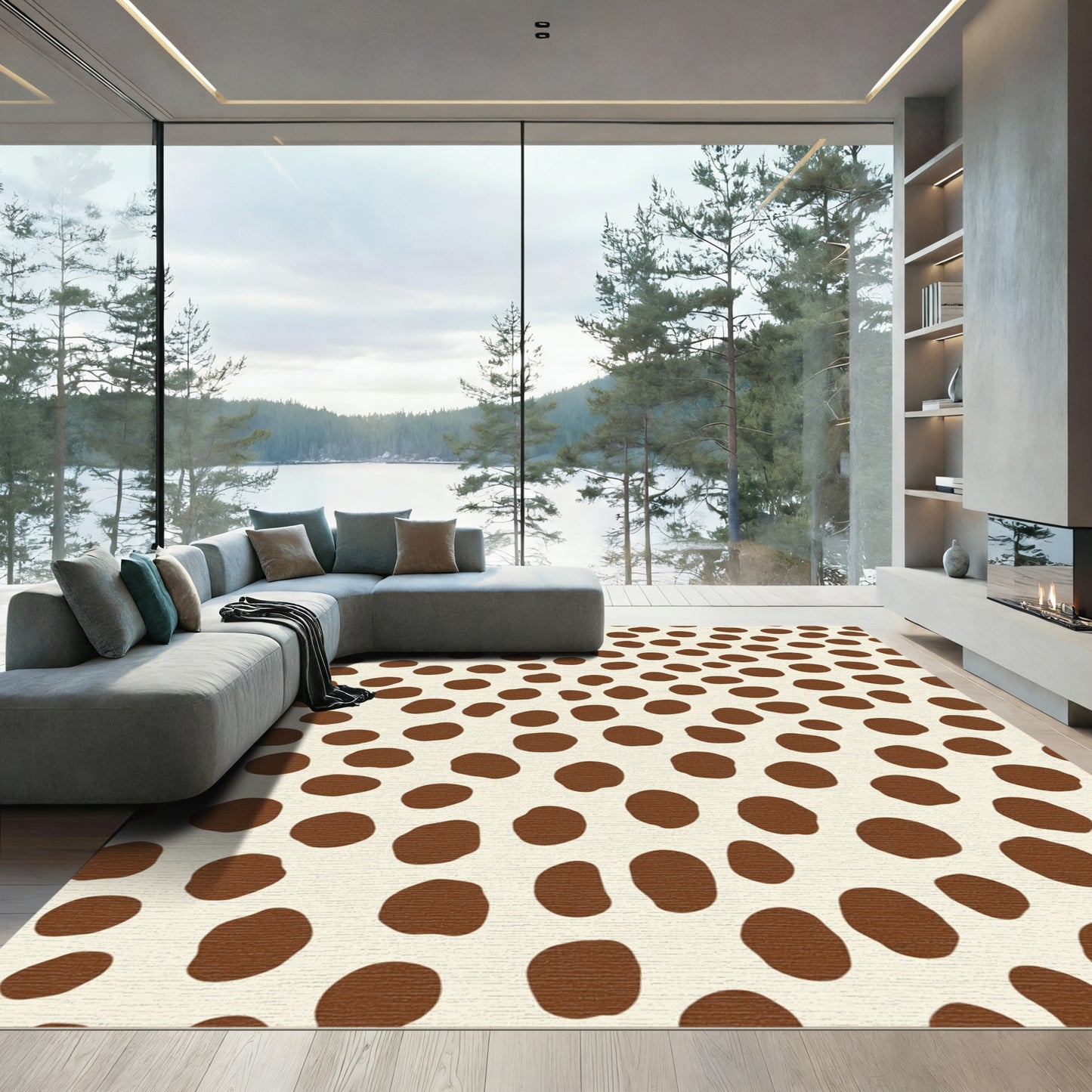 Cream Brown Spot Scatter Rug
