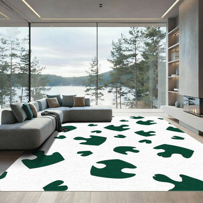 Dark Green Puzzle Piece Patchwork Rug