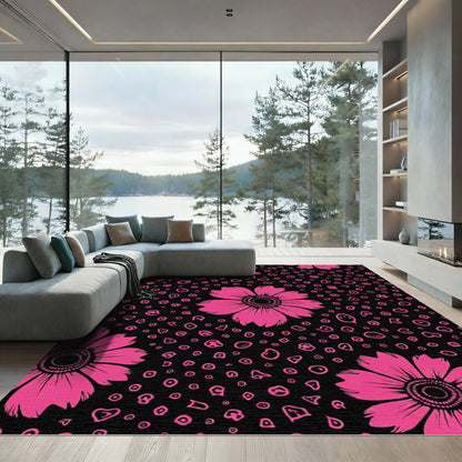 Hot Pink Floral Abstract Scatter Rug