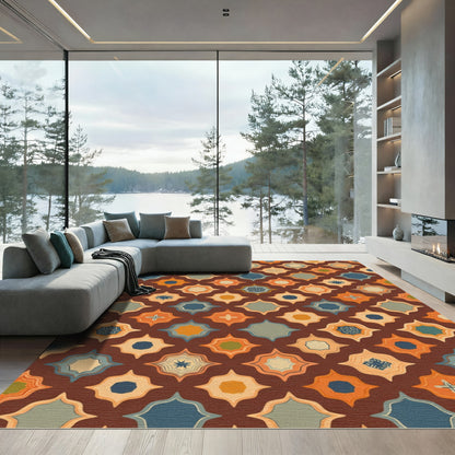 Terracotta Geometric Quatrefoil Medallion Rug