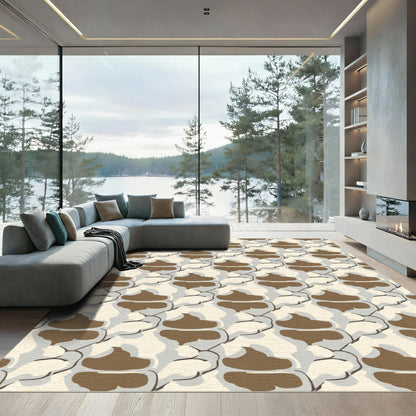 Abstract Brown Cloud Swirls Rug