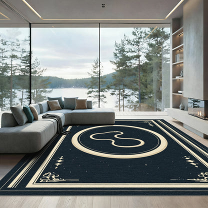 Cream Serpent Circle Midnight Rug