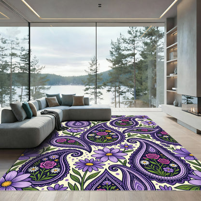 Purple Floral Paisley Meadow Rug