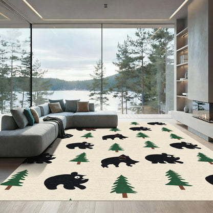 Whimsical Black Bear Forest Repeat Rug
